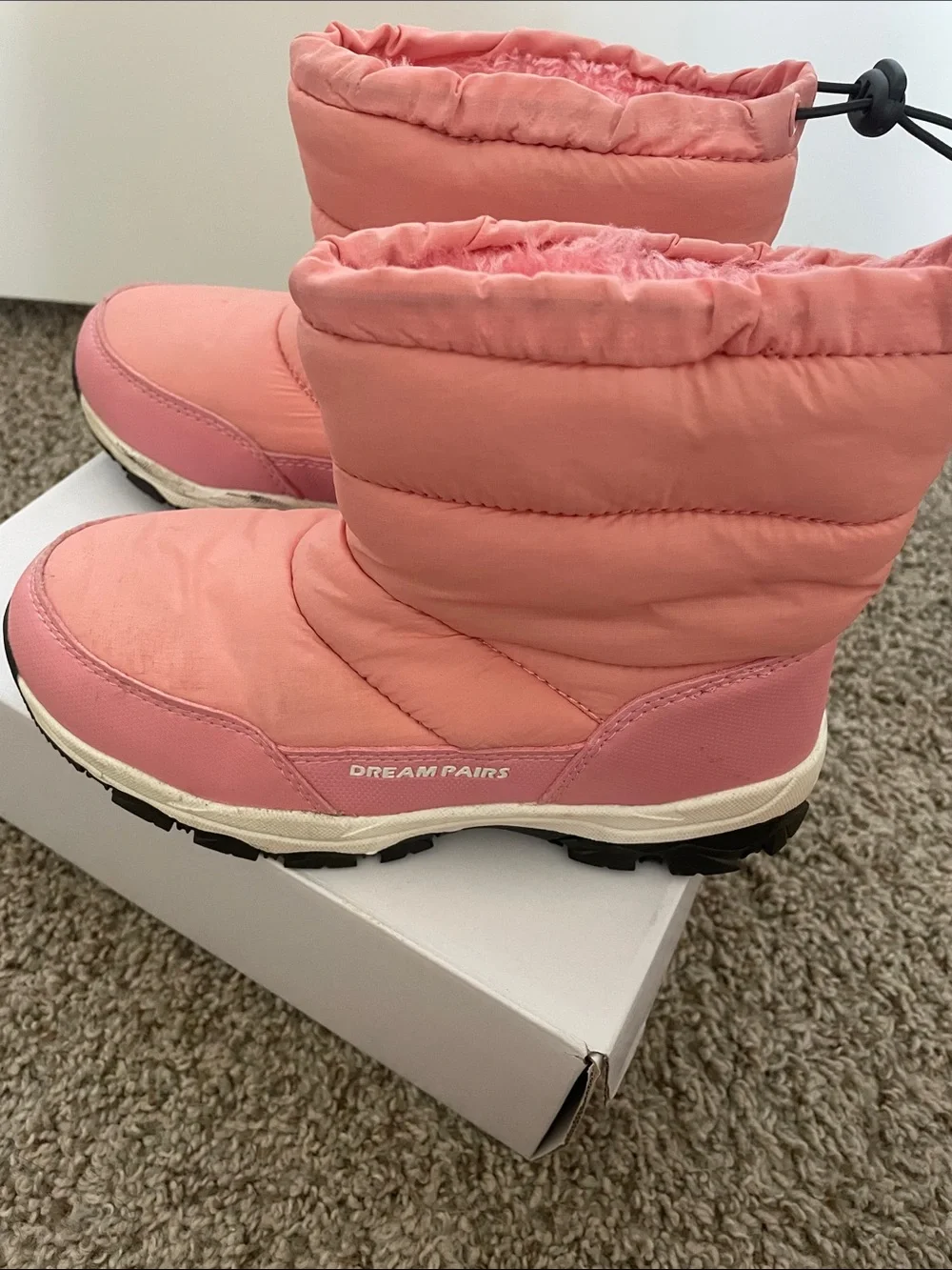 Dream Pairs Coral Pink Quilted Winter Boots